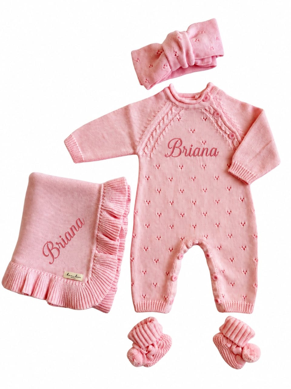 Set de punto de 4 piezas en color rosa bebé — Heroz Kids Clothing